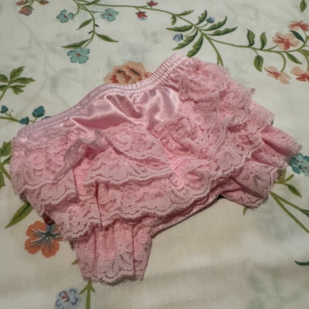 Baby Pink Lace Ruffle Bottom Bloomers